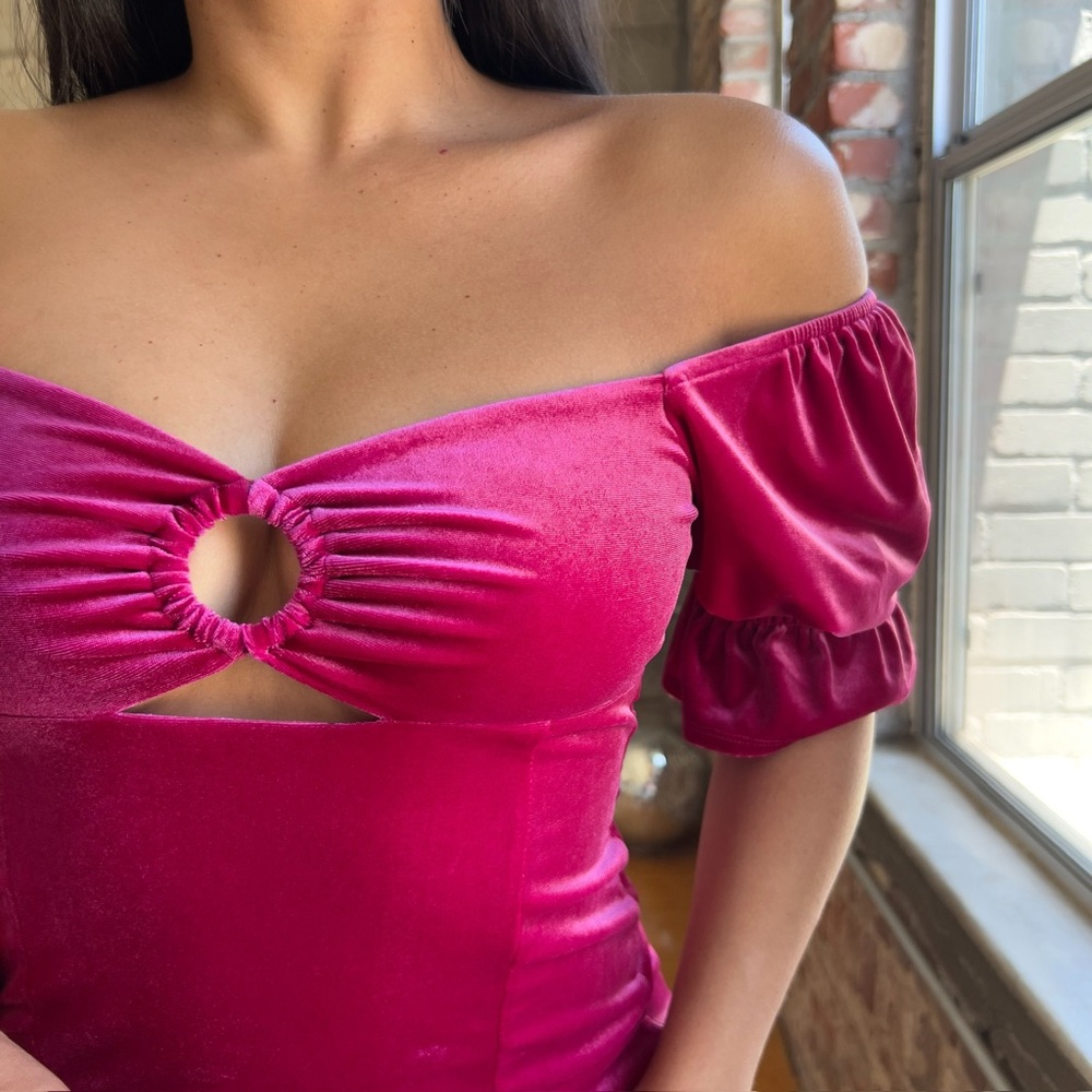 women’s velvet hot pink mini dress